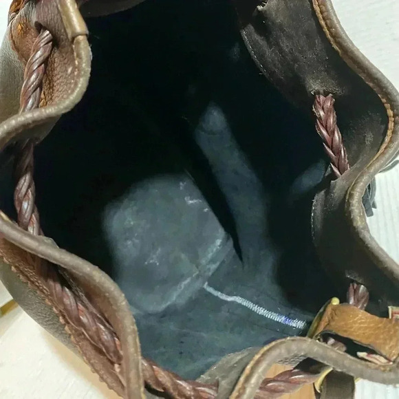 Dooney Bourke  vintage black brown leather bucket shoulder handbag - Picture 9 of 11